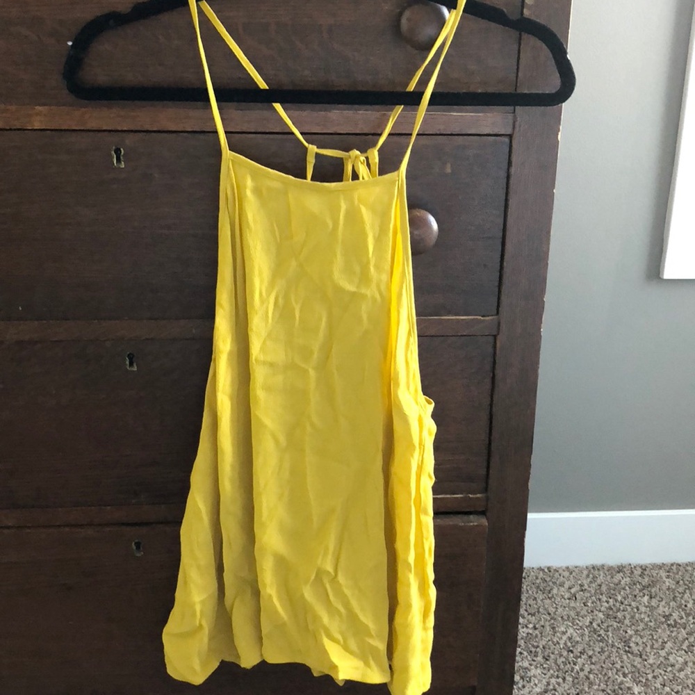 High neck open back tank